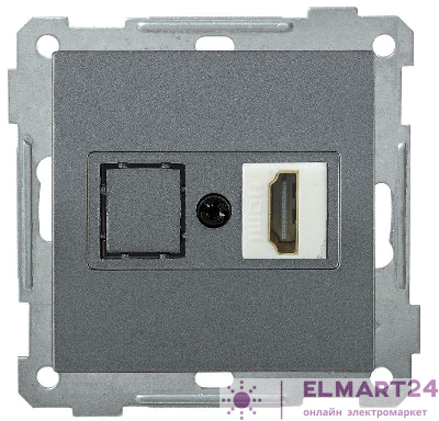 Механизм розетки СП HDMI BOLERO РHDMI-0-Б антрацит IEK EHB10-K95