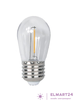 Лампа светодиодная филаментная PLED-ECO-S14 1Вт 2700К тепл. бел. CLEAR E27 для Белт-лайт JazzWay 5040625