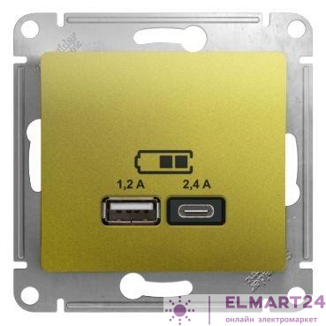 Розетка USB Glossa тип A+C 5В/2.4А 2х5В/1.2А механизм фисташк. SE GSL001039