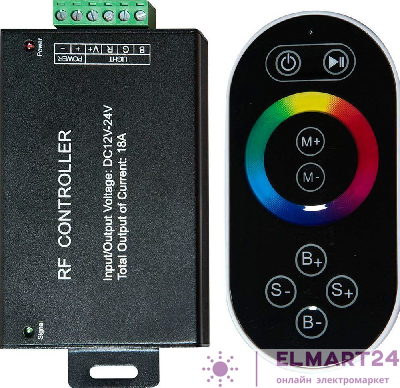 Контроллер для светодиодной ленты с П/У черный, 12-24V, LD55 21557