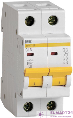 Выключатель автоматический модульный 2п C 16А 4.5кА ВА47-29 KARAT IEK MVA20-2-016-C
