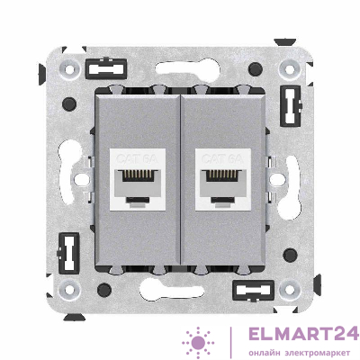 Розетка компьютерная 2-м СП Avanti "Закаленная сталь" RJ45 кат.6A без шторок механизм DKC 4404674