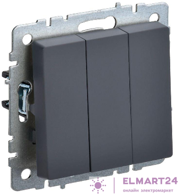 Выключатель 3-кл. СП BRITE ВС10-3-0-БрГ 10А графит IEK BR-V30-0-10-K53