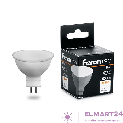 Лампа светодиодная Feron.PRO LB-1608 MR16 G5.3 8W 6400K 38091
