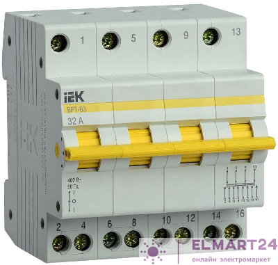 Выключатель-разъединитель трехпозиционный 4п ВРТ-63 32А IEK MPR10-4-032