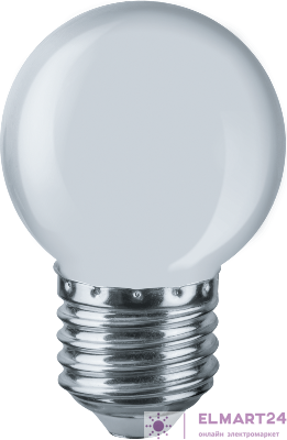 Лампа светодиодная 61 243 NLL-G45-1-230-W-E27 1Вт шар матовая E27 176-264В Navigator 61243