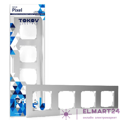 Рамка 4-м Pixel универс. алюм. TOKOV ELECTRIC TKE-PX-RM4-C03