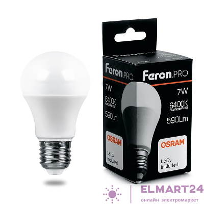 Лампа светодиодная Feron.PRO LB-1007 Шар E27 7W 6400K 38025