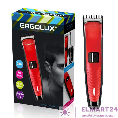 Триммер для волос и бороды ELX-HT01-C43 аккумуляторный в компл. 220-240В красн. Ergolux 13962