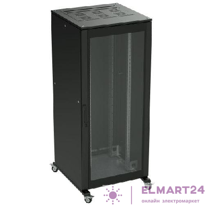 Шкаф напольный 24U 600х600 двери стекло/сплошная укомплектован вводом и заглушками RAL9005 DKC R5IT2466GSB