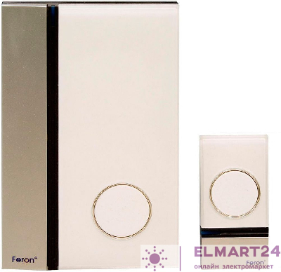 Звонок дверной беспроводной Feron W-628 Электрический 32 мелодии белый серебро с питанием от батареек 23626