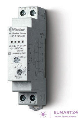 Диммер модульный электронный для люминесцентных и светодиодных ламп 500Вт плавное диммирование 230В AC 17.5мм IP20 FINDER 158182300500