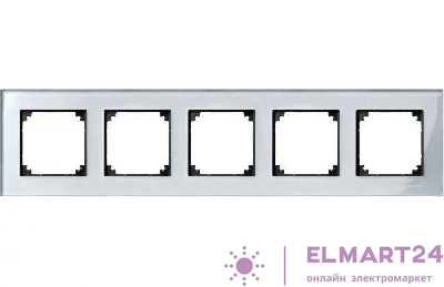 Рамка 5-м Merten стекло бриллиант серебро SchE MTN4050-3260