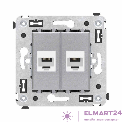 Розетка телефонная 2-м СП Avanti "Закаленная сталь" RJ12 без шторок механизм DKC 4404614