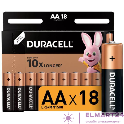 Элемент питания алкалиновый AA/LR6-18BL Basic (блист.18шт) Duracell Б0014448