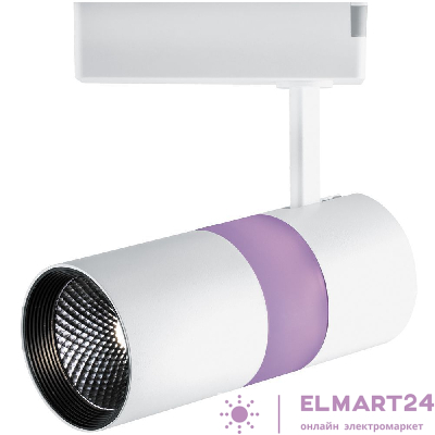 Светодиодный светильник Feron AL108 трековый однофазный на шинопровод 12+5W, 35 градусов, 4000К и подсветка  розовая 32454