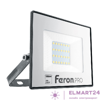 Светодиодный прожектор Feron.PRO LL-1000 IP65 30W 6400K черный 41539