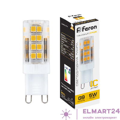 Лампа светодиодная Feron LB-432 G9 5W 2700K 25769