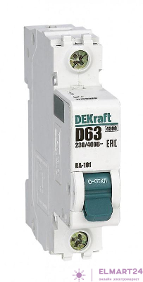 Выключатель автоматический модульный 1п D 63А 4.5кА ВА-101 DEKraft 11108DEK