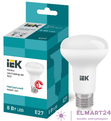 Лампа светодиодная Eco 8Вт R63 4000К нейтр. бел. E27 720лм 230-240В IEK LLE-R63-8-230-40-E27