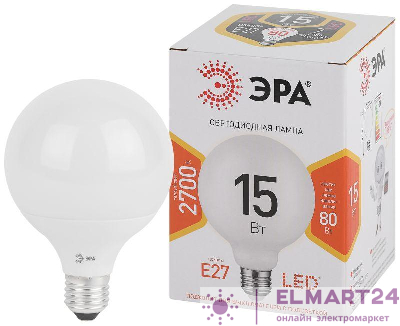 Лампа светодиодная LED G90-15W-2700K-E27 G120 15Вт шар E27 тепл. бел. декор. ЭРА Б0049077