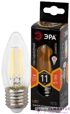 Лампа светодиодная филаментная F-LED B35-11w-827-E27 B35 11Вт свеча E27 тепл. бел. ЭРА Б0046986