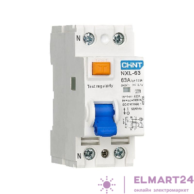 Выключатель дифференциального тока (УЗО) 2п 16А 30мА тип AC NXL-63 6кА (R) CHINT 280720