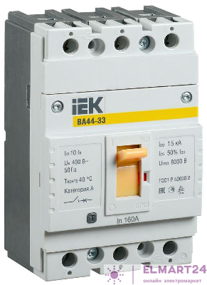 Выключатель автоматический 3п 160А 15кА ВА44 33 IEK SVA4410-3-0160