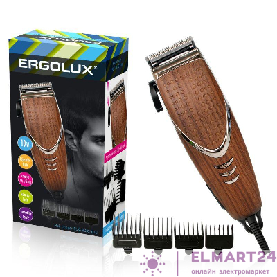 Машинка для стрижки волос ELX-HC02-C10 10Вт 220-240В корич. дерево Ergolux 13961