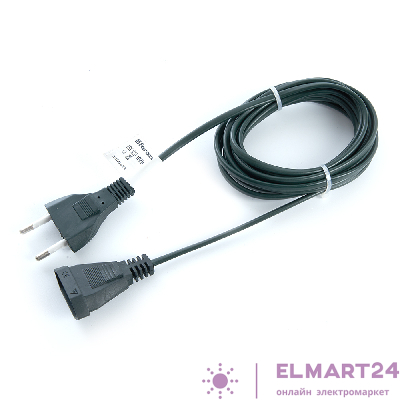 Сетевой шнур для гирлянд 3м, 2*0,5мм2, IP20, темно-зеленый, DM303 41660
