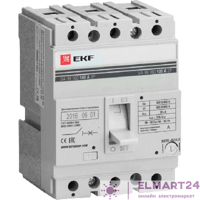 Выключатель автоматический 3п 160/40А 35кА ВА-99 PROxima EKF mccb99-160-40