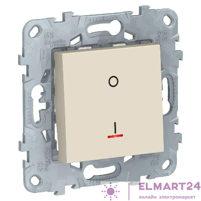 Механизм выключателя 1-кл. 2п 2мод. СП Unica New IP21 (сх. 2а) 250В 16AX с индикацией беж. SchE NU526244S