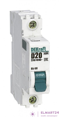 Выключатель автоматический модульный 1п D 20А 4.5кА ВА-101 DEKraft 11103DEK