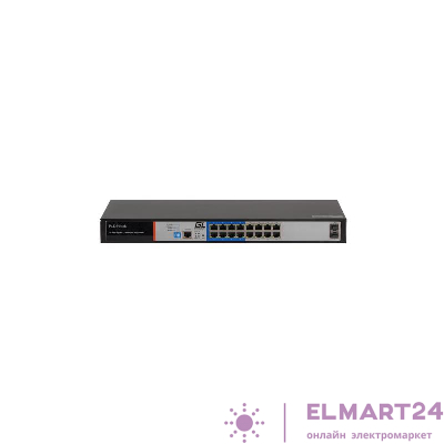 Коммутатор WEB Smart управляемый 16 PoE 802.3af/at портов 10/100/1000Мбит/с 8 до 250м cat.6 2хSFP 1000Мбит/с 250Вт APO&R GIGALINK GL-SW-G205-16P