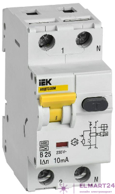 Выключатель автоматический дифференциального тока В 25А 10мА АВДТ32EM IEK MVD14-1-025-B-010