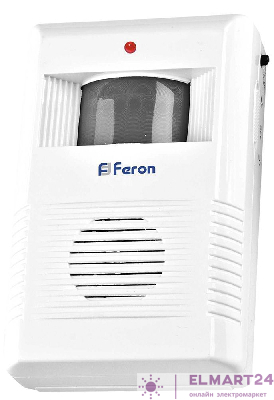 Звонок беспроводной с ИК-датчиком движения Feron 005-B Электрический 36 мелодий белый/серый с питанием от батареек 23690