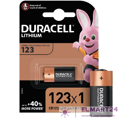 Элемент питания литиевый CR 123 BP-1 ULTRA (блист.1шт) Duracell A0001263