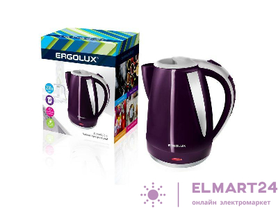 Чайник пластиковый ELX-KP02-C15 фиолет.-сер. 1.8л 160-250В 1500-2300Вт Ergolux 14338